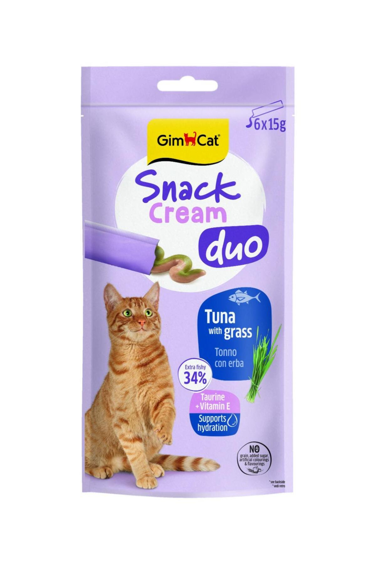 GimCat Snack Cream Duo Ton Balıklı Kedi Otlu Kedi Ödülü 6x15 gr