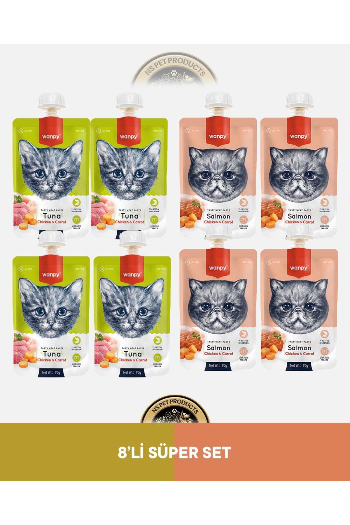 Wanpy Kedi Et Ezmesi Ton Tavuk & Somon Tavuk 8 x 90 gr