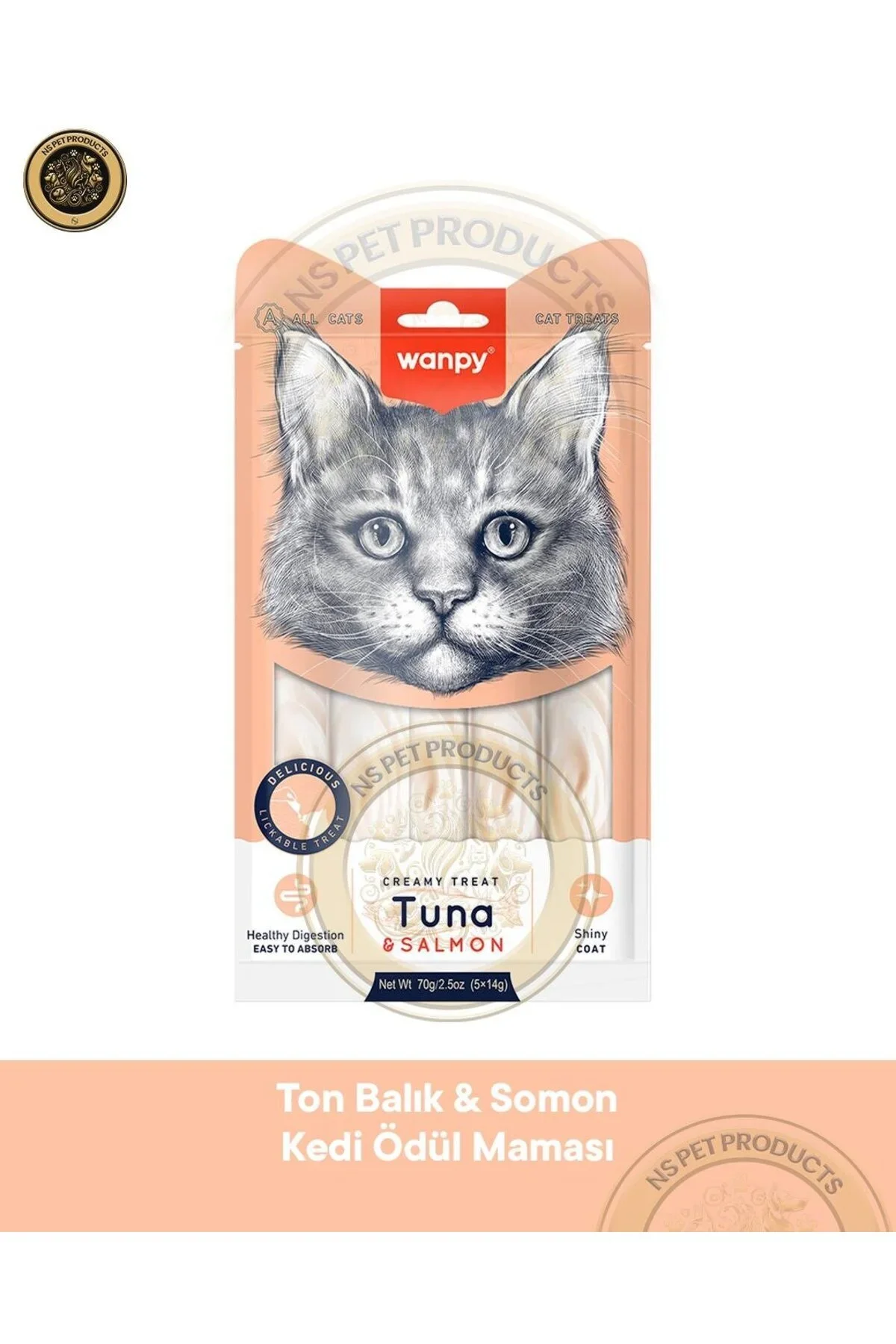Wanpy Ton Somon Kedi Krema Ödül 5 li