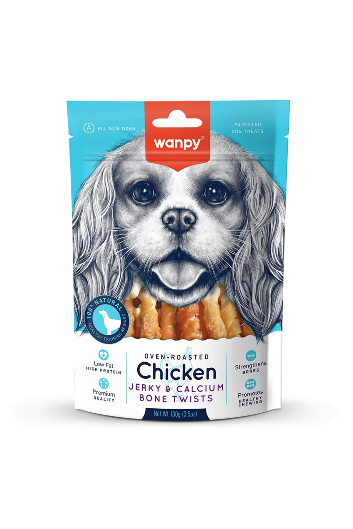 Wanpy Chicken Jerky Calcium Bone Twist Köpek Ödülü 100 Gr