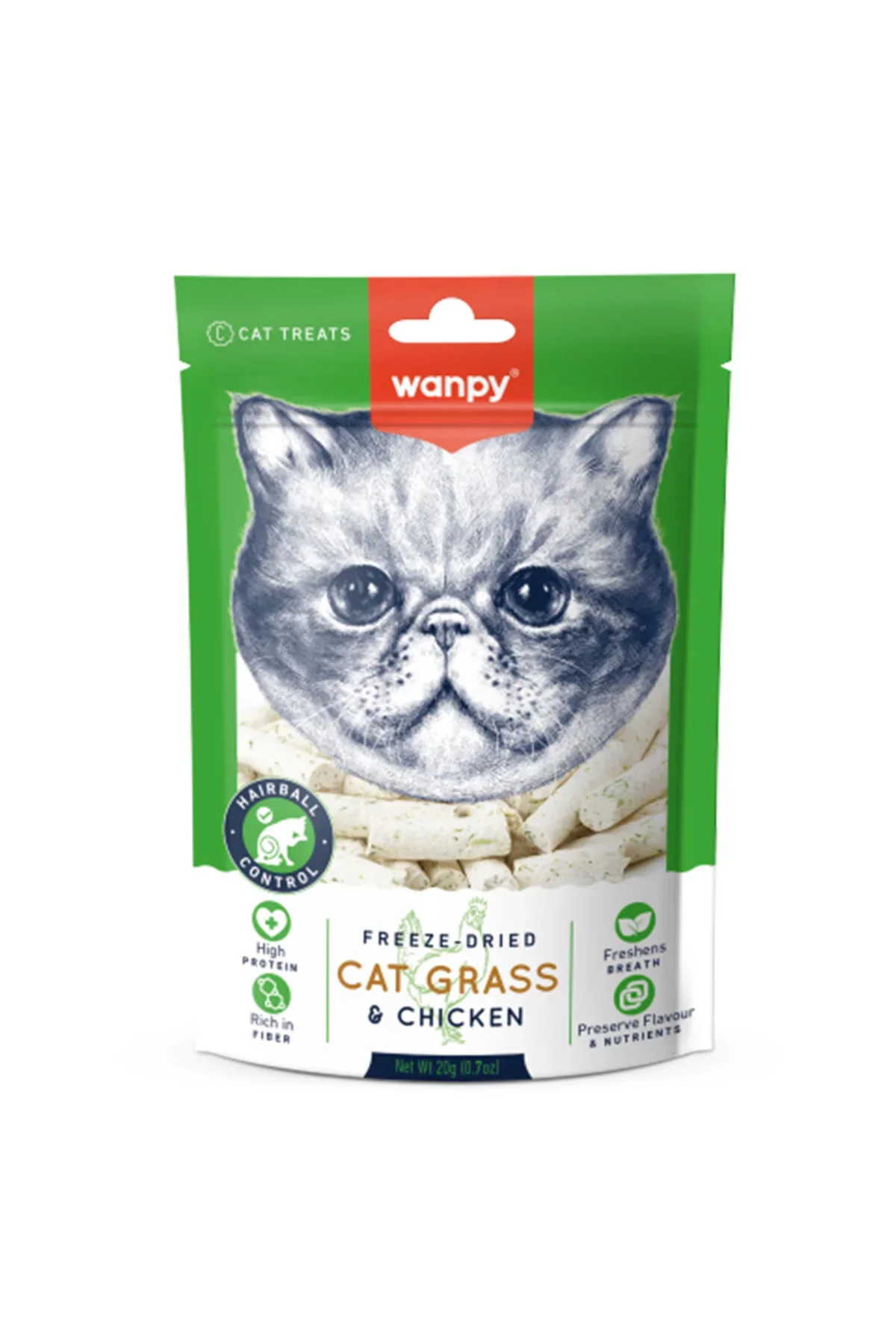 Wanpy Kedi Dondurulmuş Kedi Çimi ve Tavuklu Ödül