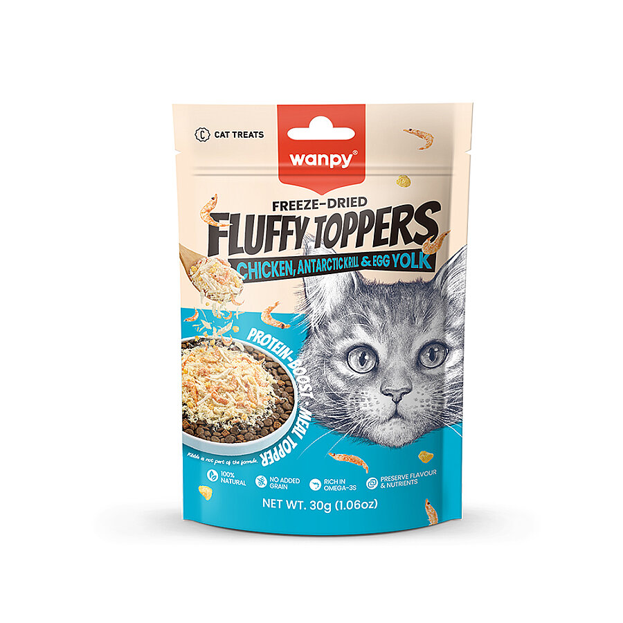 Wanpy Dondurularak Kurutulmuş Fluffy Toppers - Tavuk, Antarktika Krili ve Yumurta Sarısı - 30g