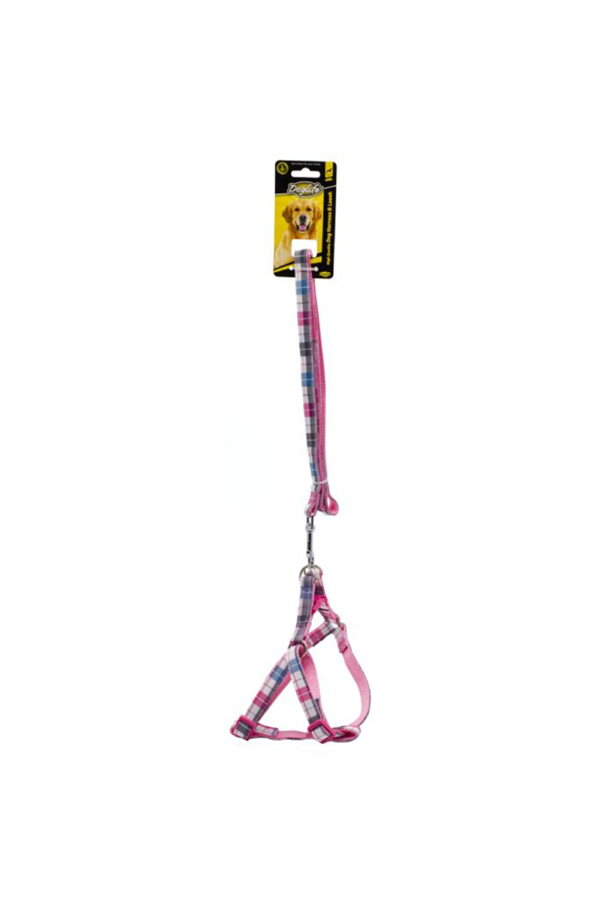 Doglife Ekose Desenli Köpek Göğüs Tasması + Gezdirme 1,5cm