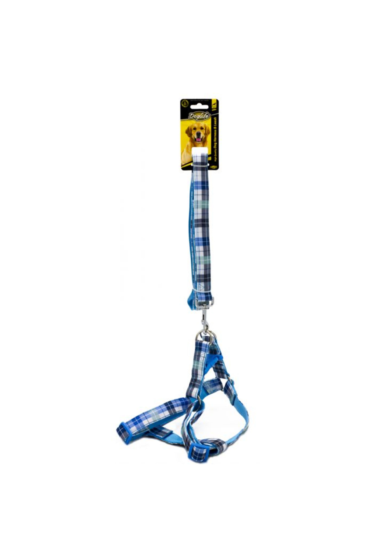 Doglife Ekose Desenli Köpek Göğüs Tasması + Gezdirme 2,5cm