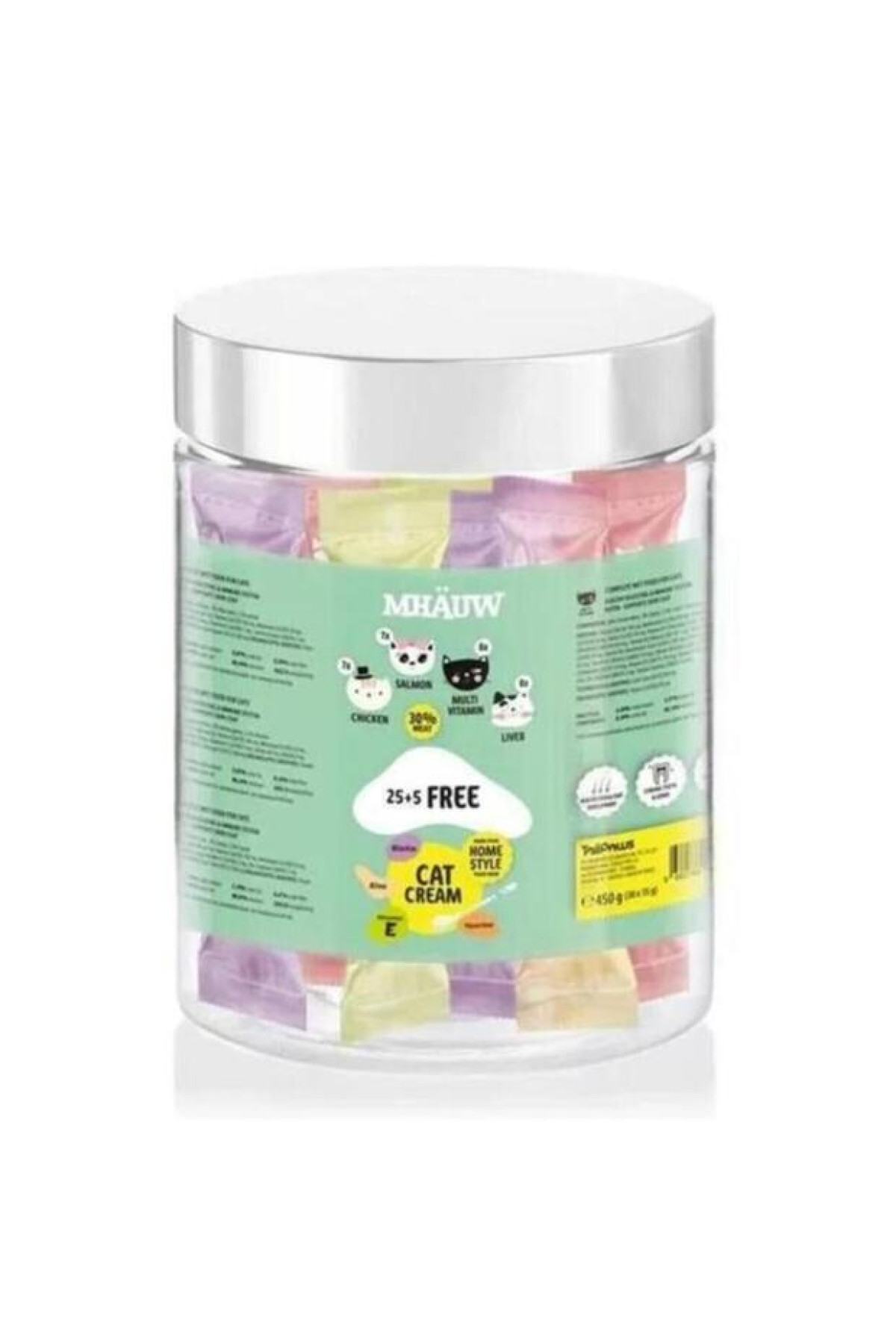 MHAUW Mixed All Karışık Krema Kedi Ödülü 15gr x 30 lu Kavanoz